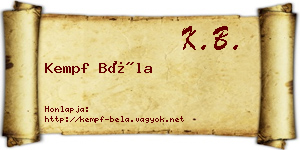 Kempf Béla névjegykártya